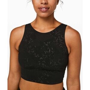 Lululemon Athletica X Barrys Stronger as One Long Line Bra Bootcamp Emboss Black